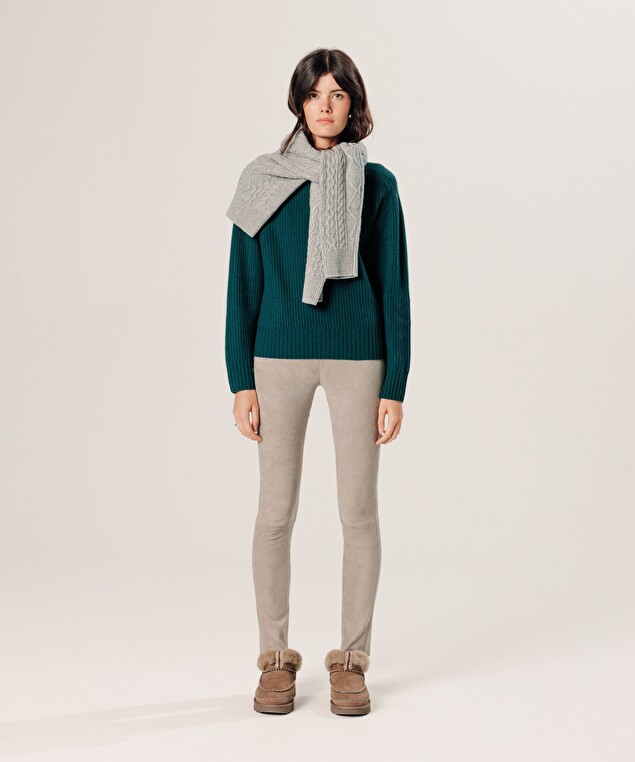 Rodier Legging En Peau D'agneau Stretch Gris Souris