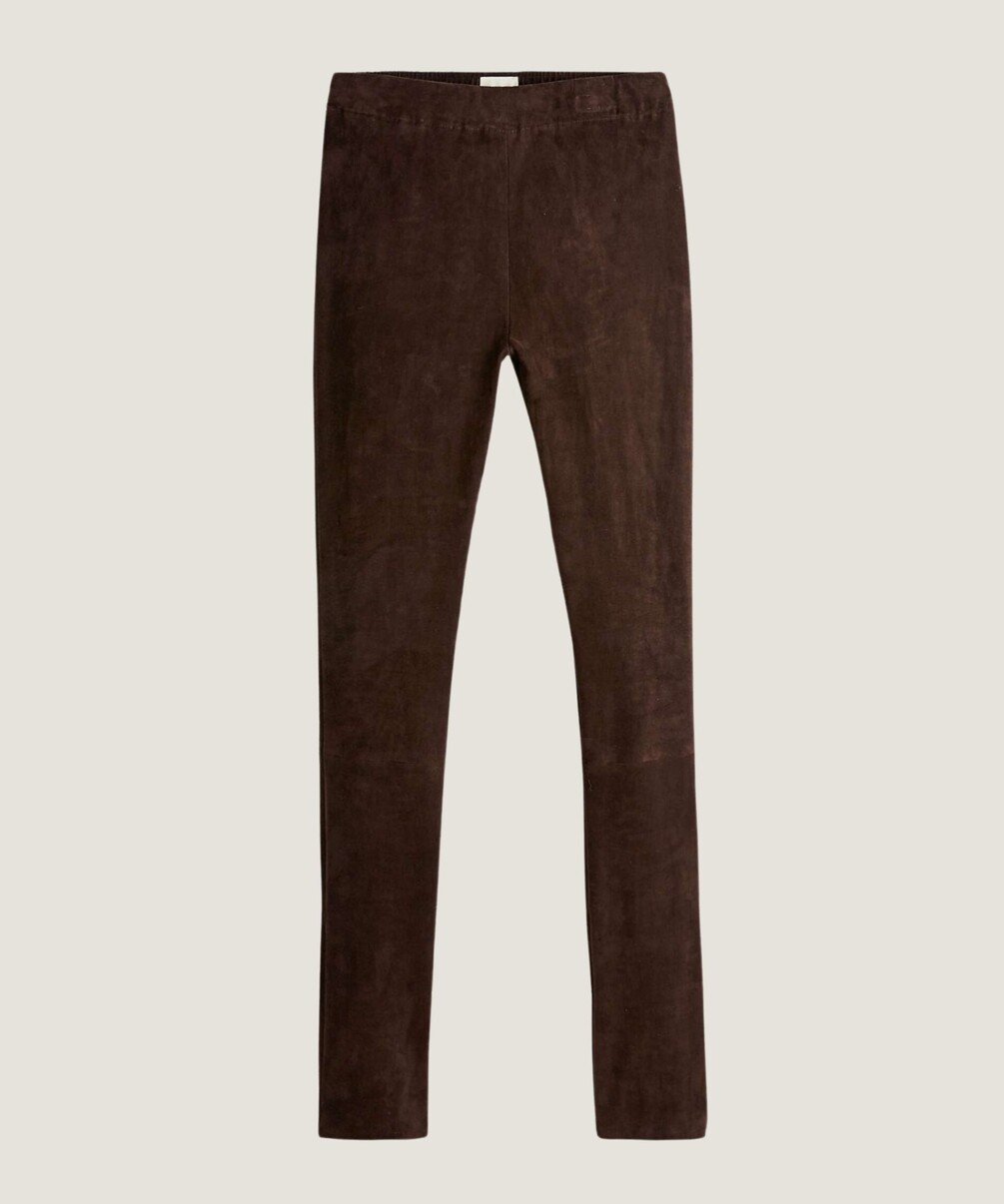 rodier Legging en peau d'agneau stretch marron foncé