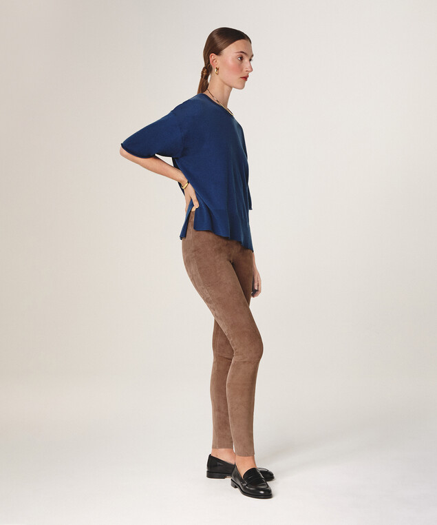 Rodier Legging En Peau D'agneau Stretch Marron Glacé