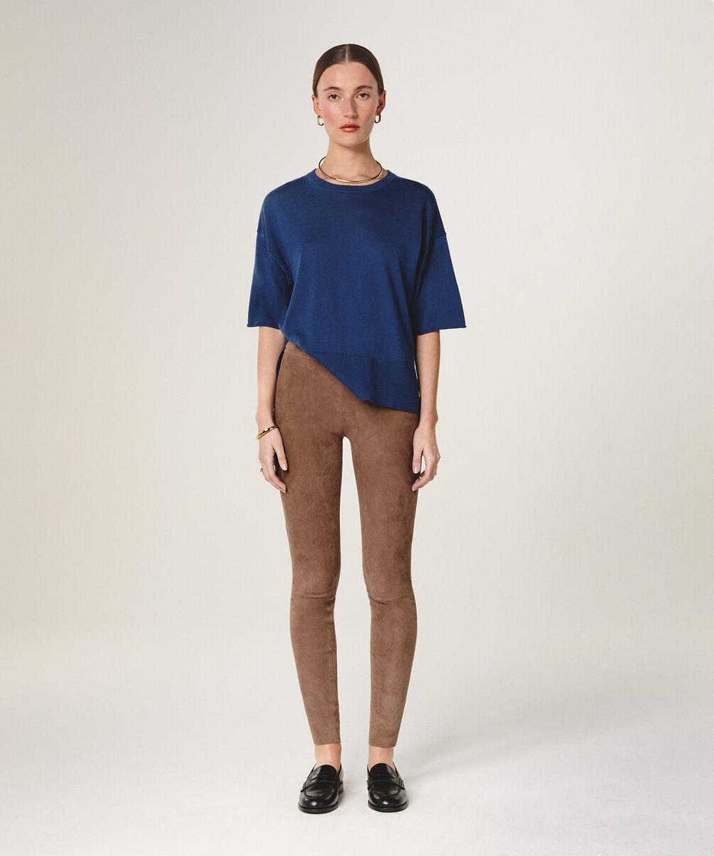 rodier Legging en peau d'agneau stretch marron glacé