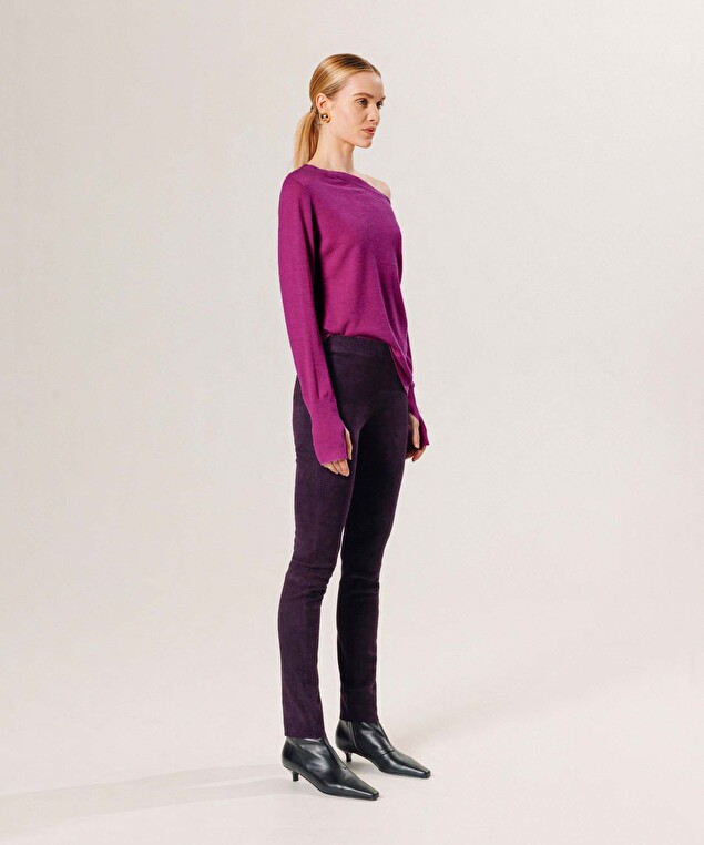Rodier Legging En Peau D'agneau Stretch Violet Foncé