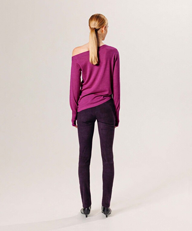 Rodier Legging En Peau D'agneau Stretch Violet Foncé