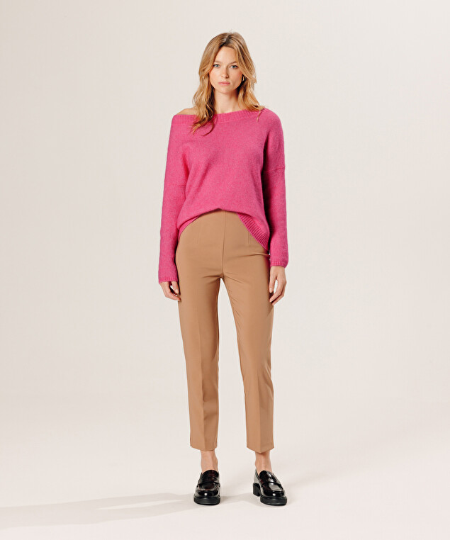 Rodier Pantalon Cigarette Taille Haute Marron Camel