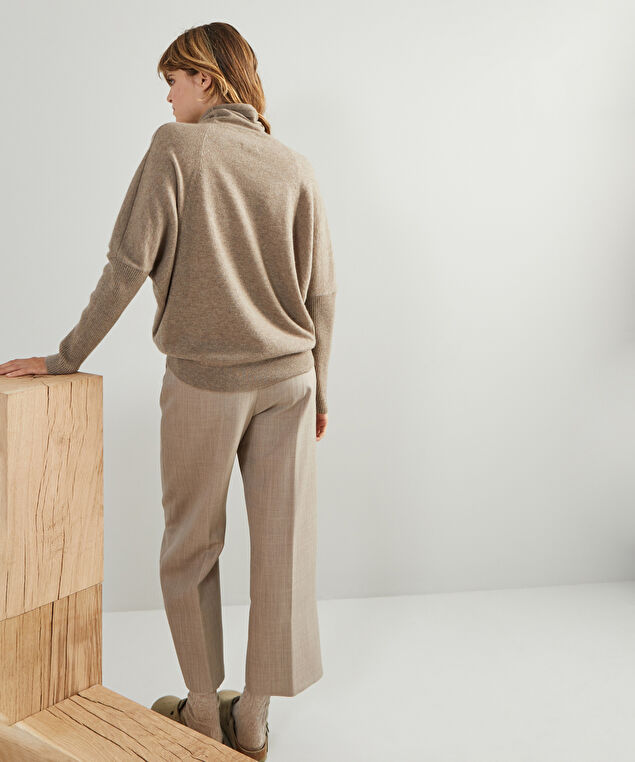 Rodier Pull Col Montant Oversize En Cachemire 4 Fils Taupe