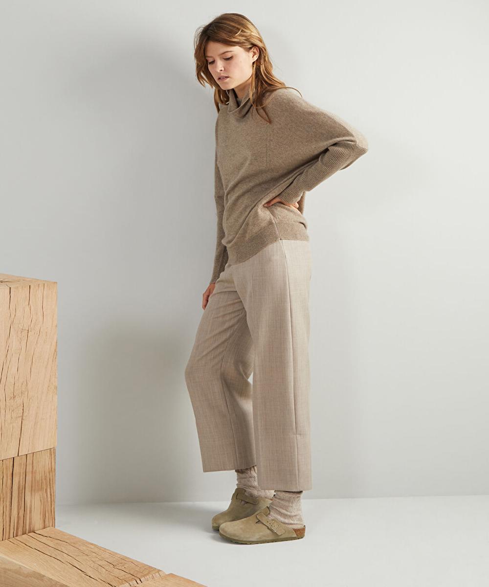 rodier Pull col montant oversize en cachemire 4 fils taupe