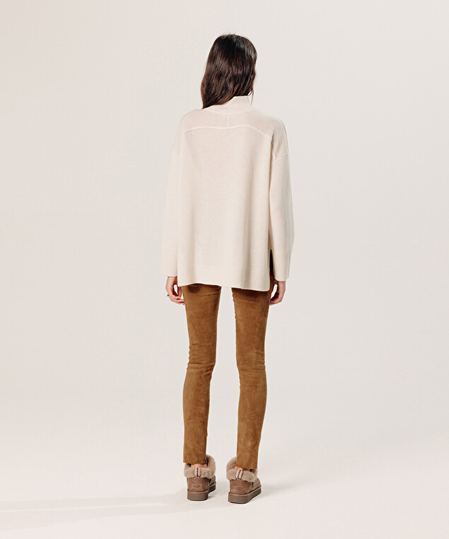 Rodier Pull Col Montant Oversize En Cachemire Blanc écru