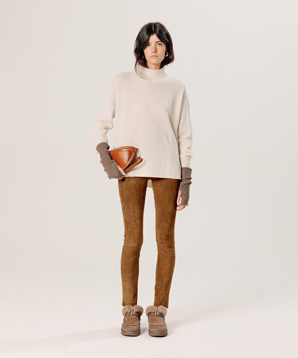 rodier Pull col montant oversize en cachemire blanc écru