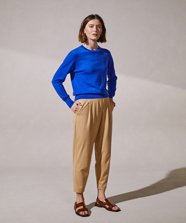 Rodier Pull Col Rond Manches Longues En Cachemire Fin Bleu Outremer