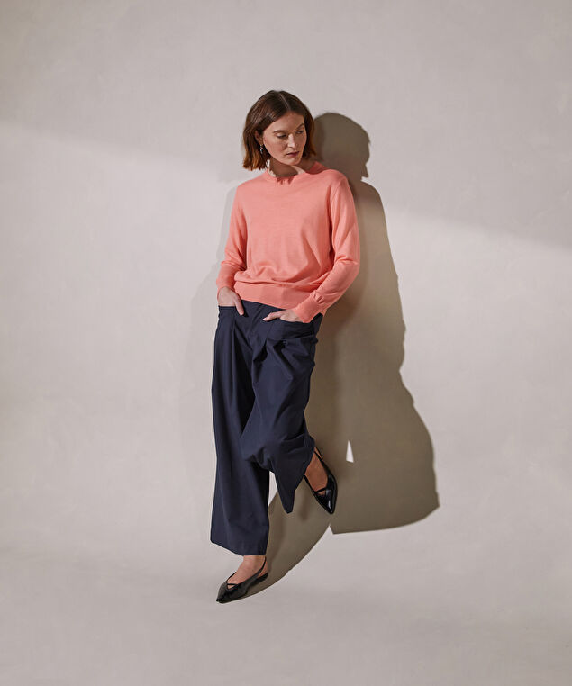 Rodier Pull Col Rond Manches Longues En Cachemire Fin Rose Saumon