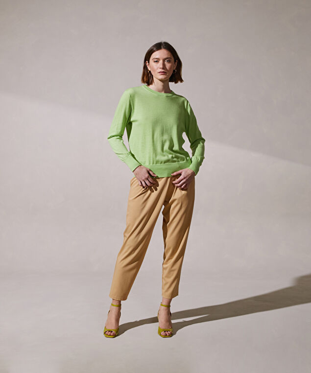 Rodier Pull Col Rond Manches Longues En Cachemire Fin Vert Pâle