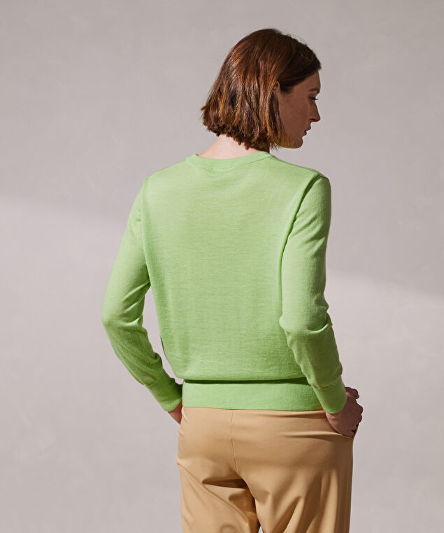 Rodier Pull Col Rond Manches Longues En Cachemire Fin Vert Pâle