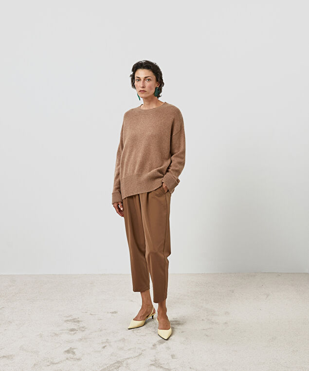 Rodier Pull Col Rond Oversize Cachemire Beige Foncé