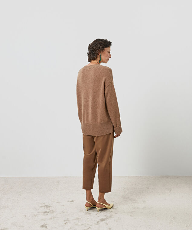 Rodier Pull Col Rond Oversize Cachemire Beige Foncé