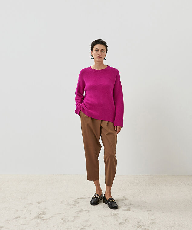 Rodier Pull Col Rond Oversize Cachemire Rose Fuchsia