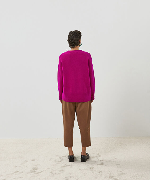 Rodier Pull Col Rond Oversize Cachemire Rose Fuchsia