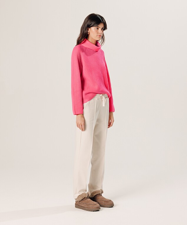 Rodier Pull Col Roulé Côtelé En Cachemire Orange Corail