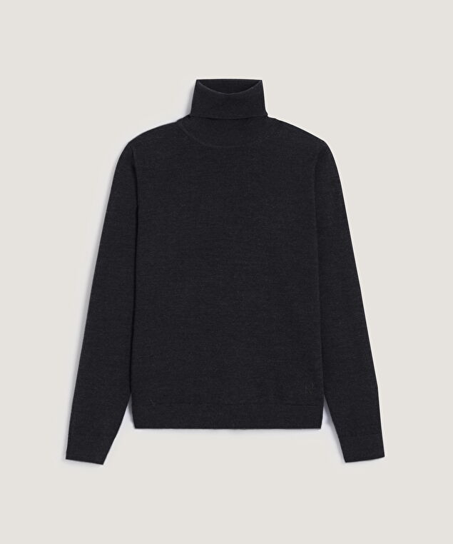 Rodier Pull Col Roulé En Laine Mérinos Gris Anthracite