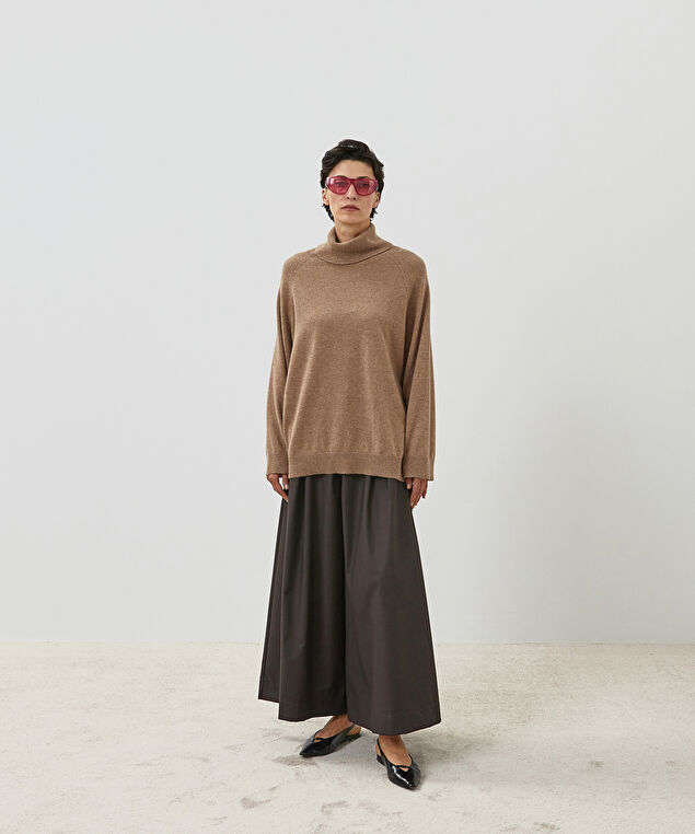 Rodier Pull Col Roulé Oversize Cachemire Beige Foncé