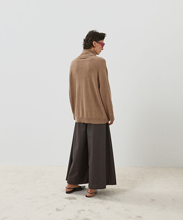 Rodier Pull Col Roulé Oversize Cachemire Beige Foncé