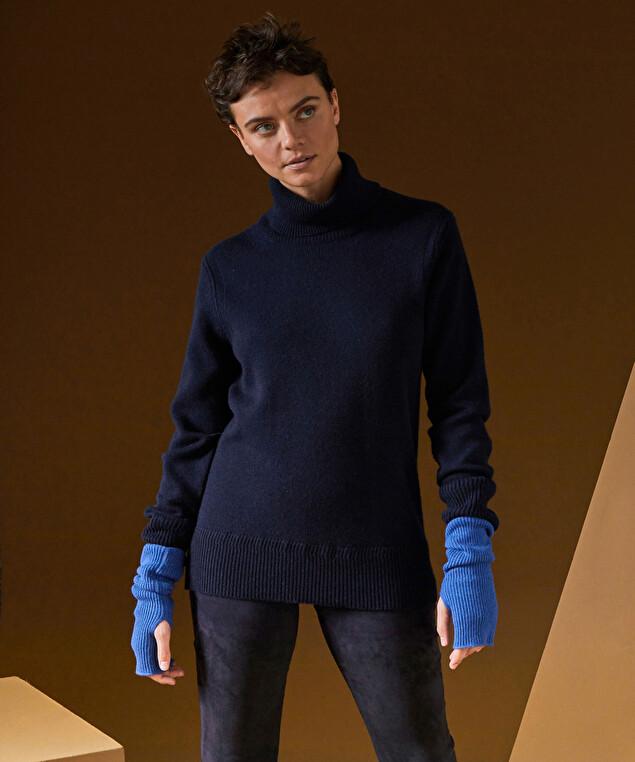 Rodier Pull Col Roulé Oversize En Cachemire Bleu Foncé