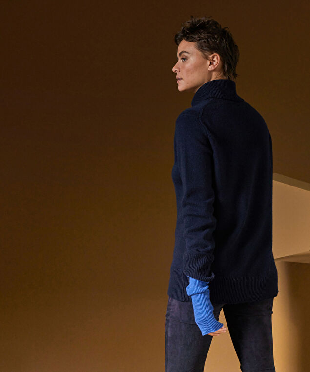 Rodier Pull Col Roulé Oversize En Cachemire Bleu Foncé