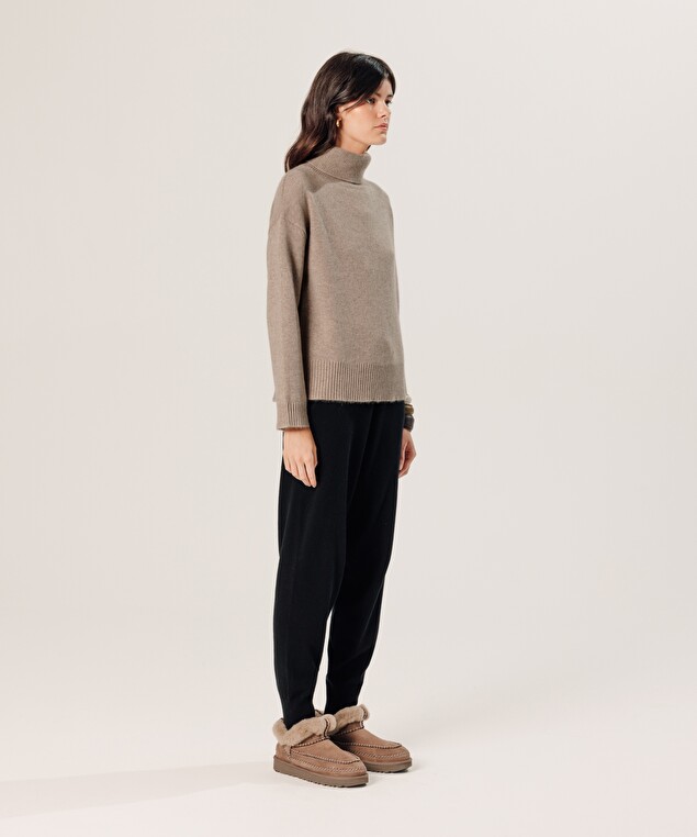 Rodier Pull Col Roulé Oversize En Cachemire Marron Taupe