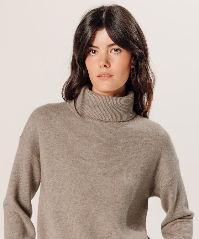 Rodier Pull Col Roulé Oversize En Cachemire Marron Taupe