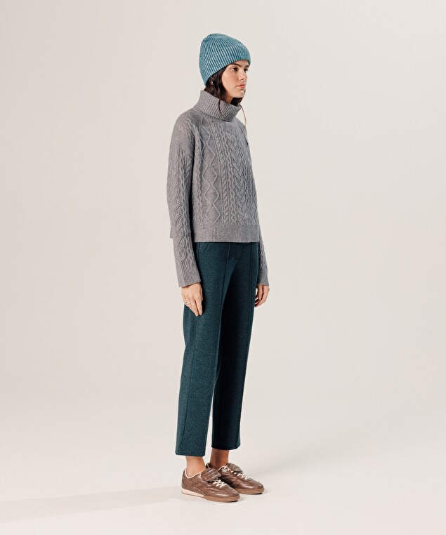 Rodier Pull Col Roulé Torsadé En Cachemire Gris Clair