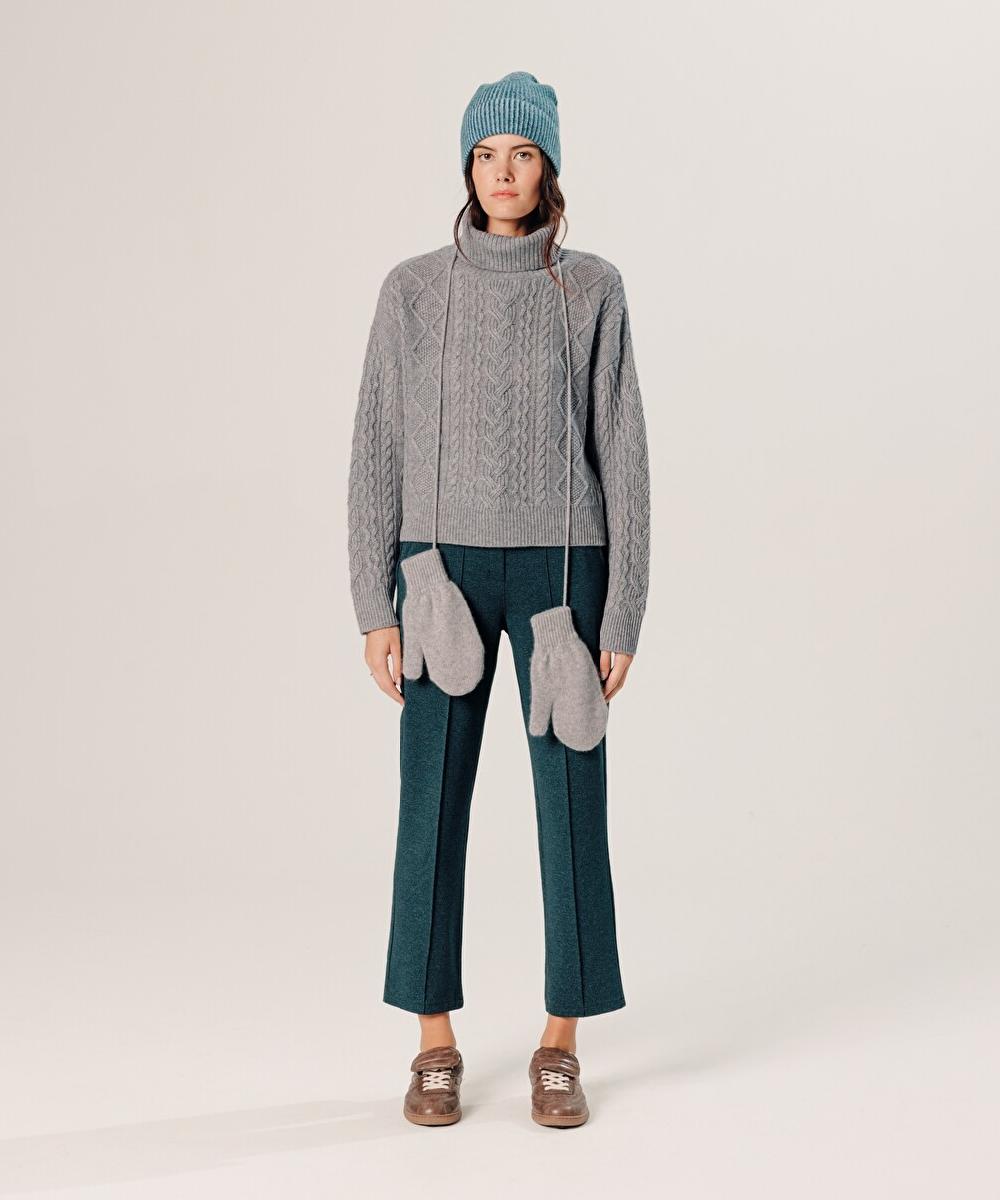 Rodier Pull Col Roulé Torsadé En Cachemire Gris Clair