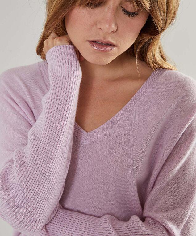 Rodier Pull Col V Oversize En Cachemire 4 Fils Parme