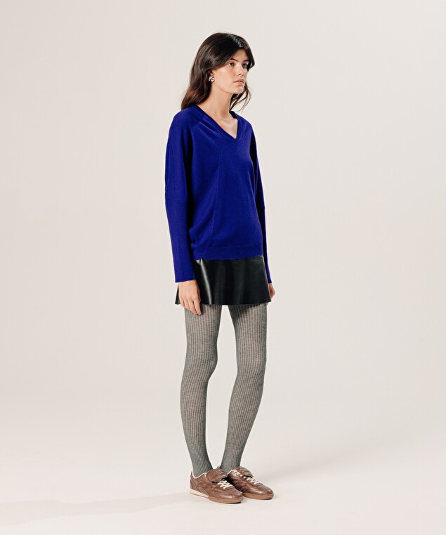 Rodier Pull Col V Oversize En Cachemire Bleu Outremer