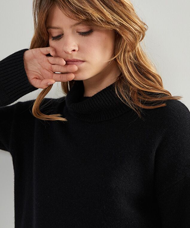 Rodier Pull Oversize Col Roulé En Cachemire 4 Fils Noir