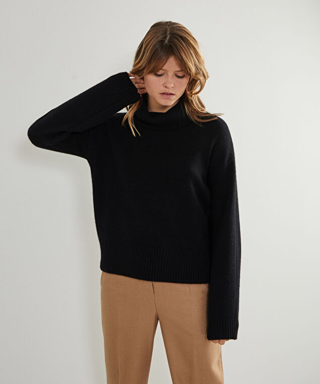 Rodier Pull Oversize Col Roulé En Cachemire 4 Fils Noir