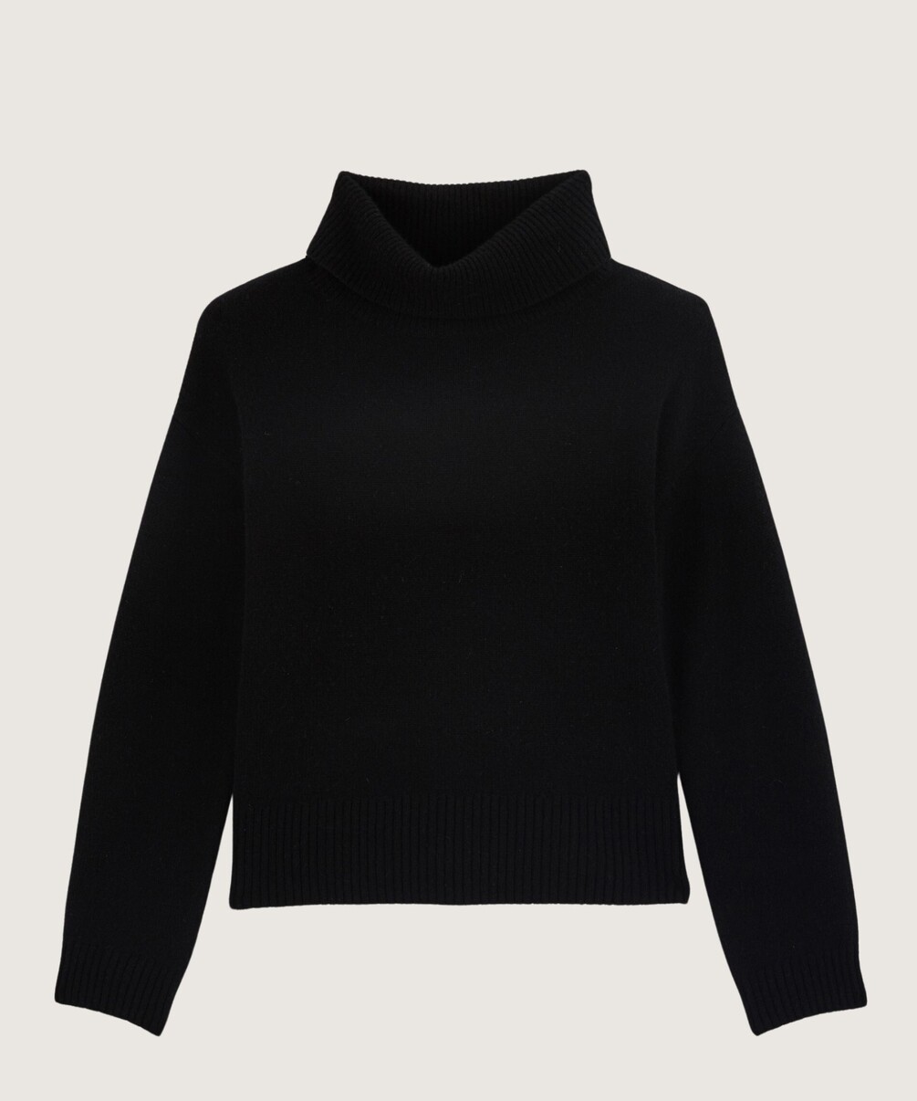 rodier Pull oversize col roulé en cachemire 4 fils noir