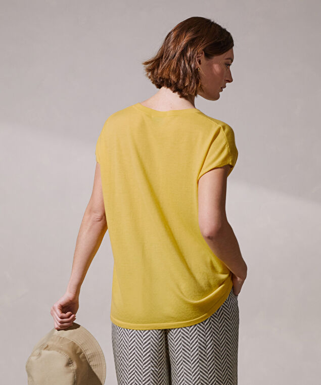 Rodier Pull Oversize Sans Manches En Cachemire Fin Jaune