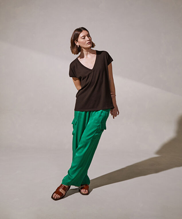 Rodier Pull Oversize Sans Manches En Cachemire Fin Marron