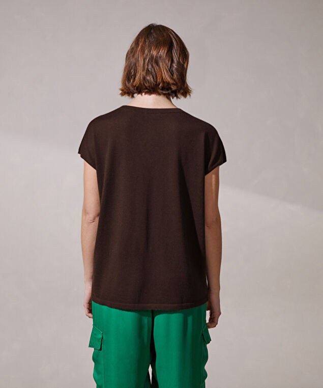 Rodier Pull Oversize Sans Manches En Cachemire Fin Marron