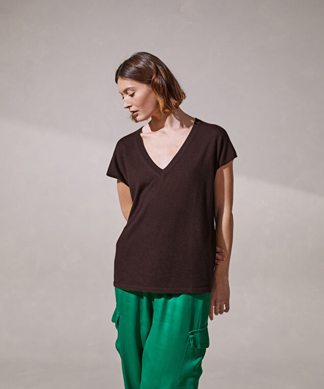 Rodier Pull Oversize Sans Manches En Cachemire Fin Marron