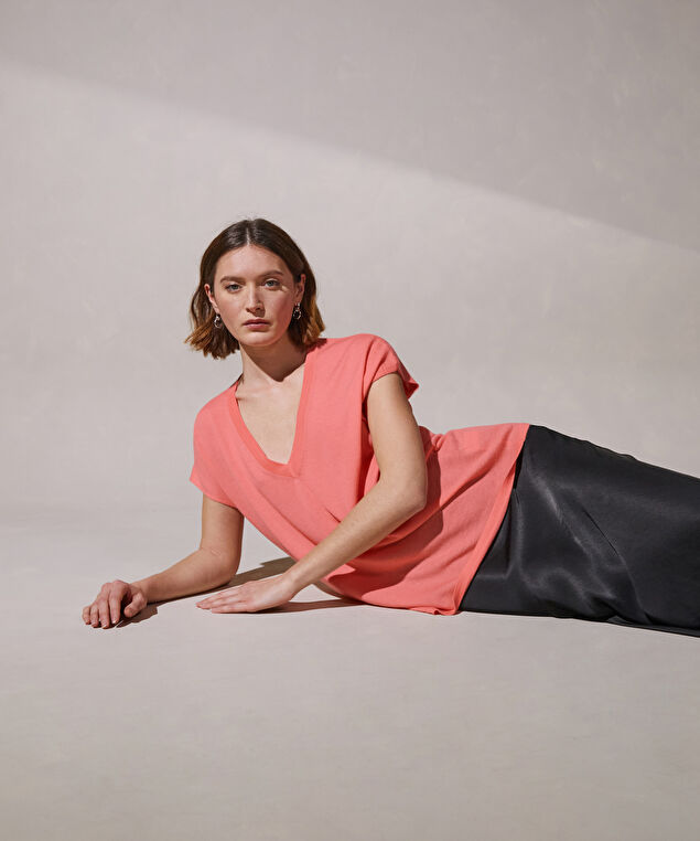 Rodier Pull Oversize Sans Manches En Cachemire Fin Rose Saumon