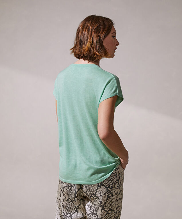 Rodier Pull Oversize Sans Manches En Cachemire Fin Vert Amande