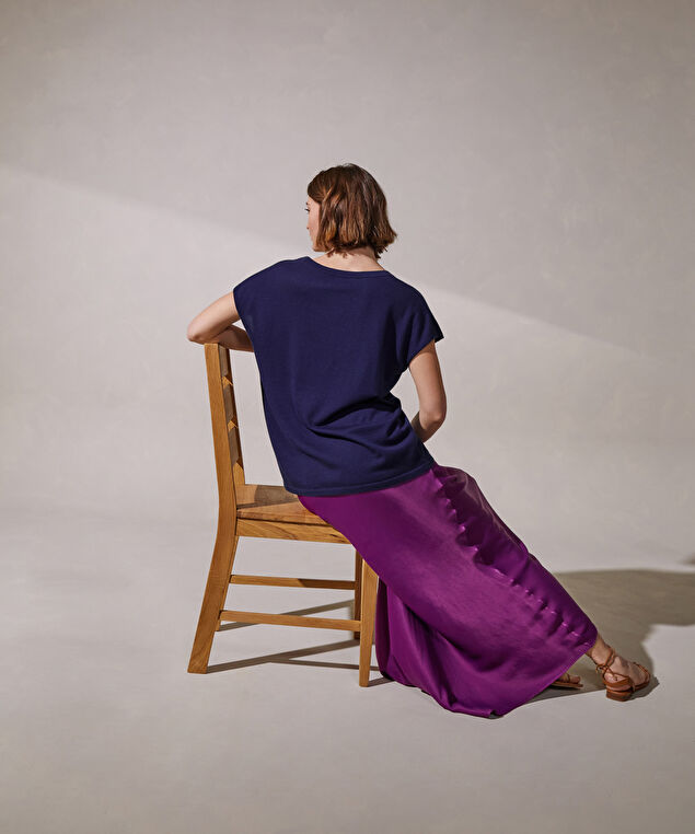 Rodier Pull Oversize Sans Manches En Cachemire Fin Violet Foncé