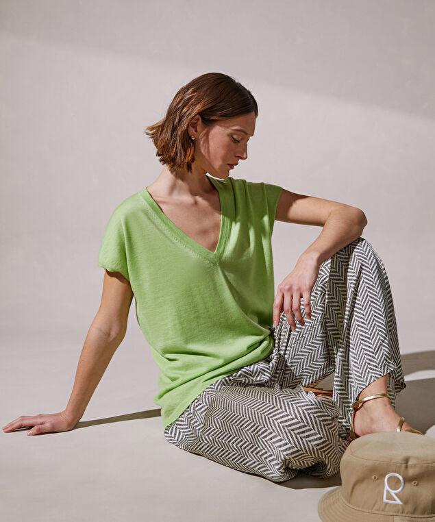 Rodier Pull Oversize Sans Manches En Cachemire Vert Pâle