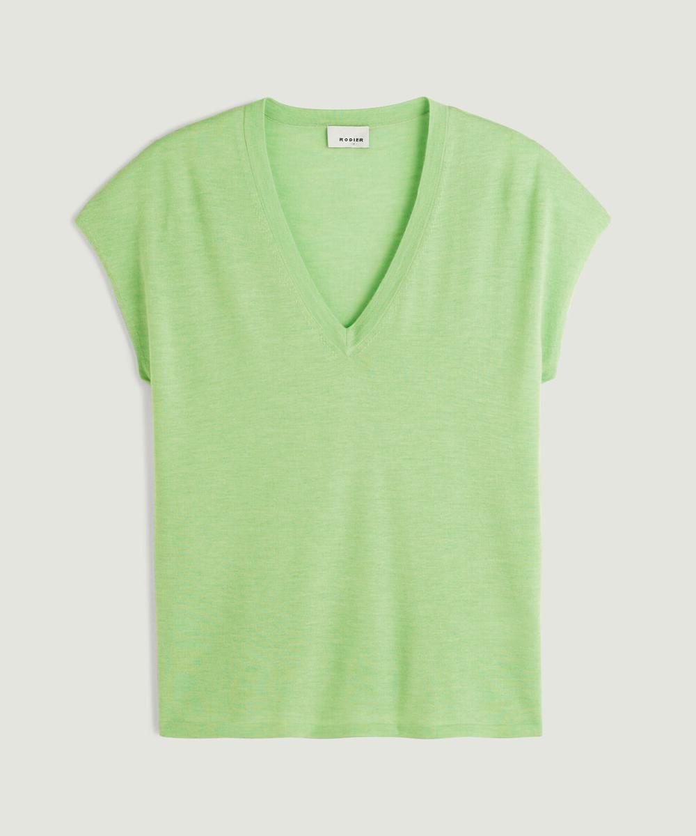 rodier Pull oversize sans manches en cachemire vert pâle
