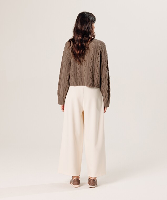 Rodier Pull Torsadé Court En Cachemire Marron Havane