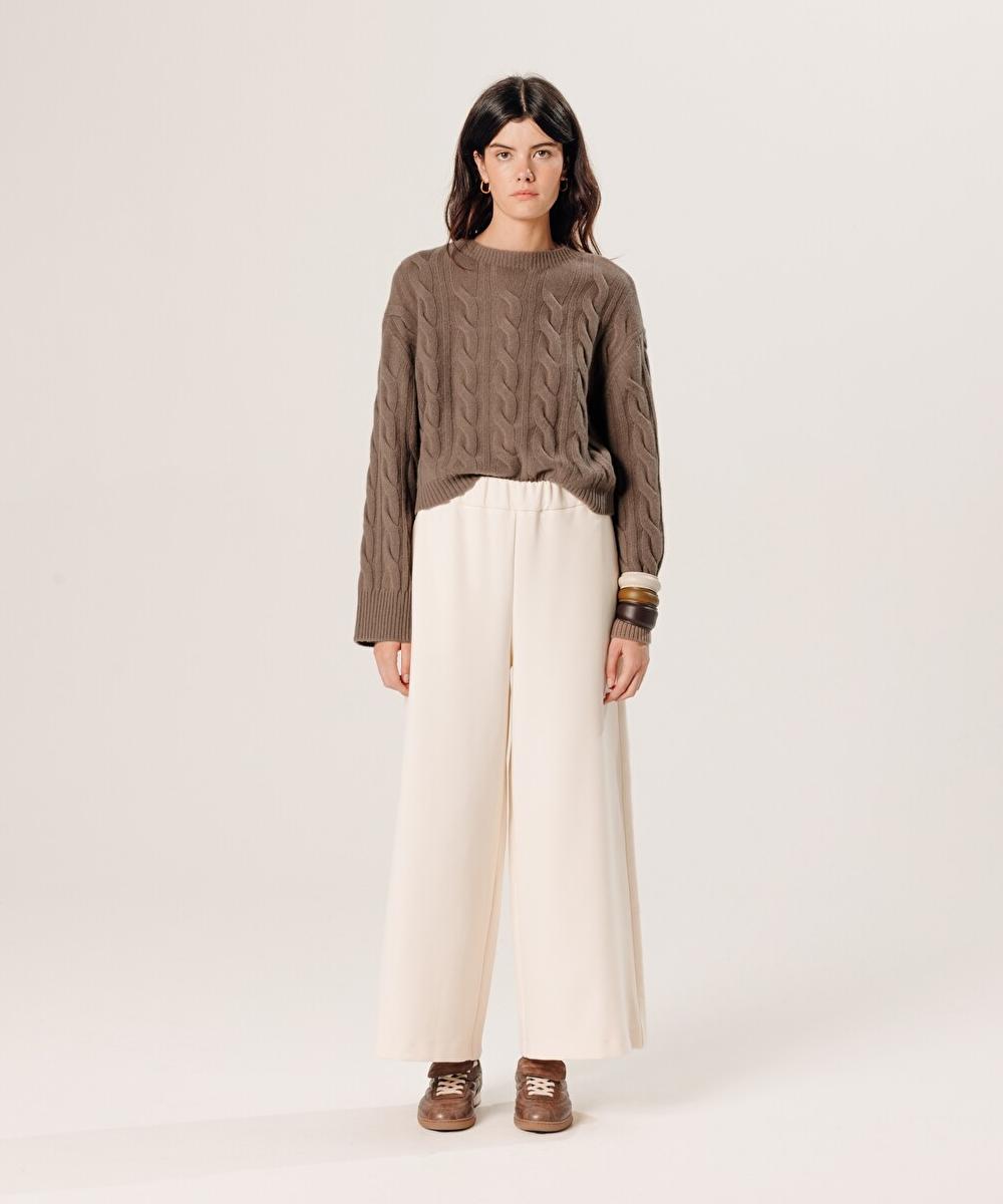 rodier Pull torsadé court en cachemire marron havane