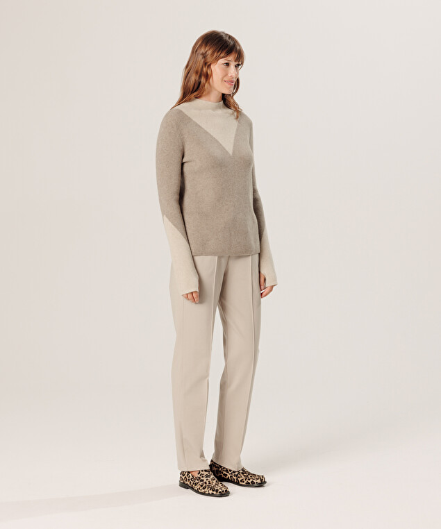 Rodier Pull Trompe L'œil En Cachemire Marron Taupe