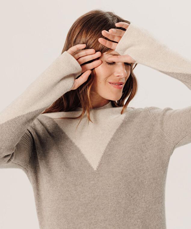 Rodier Pull Trompe L'œil En Cachemire Marron Taupe