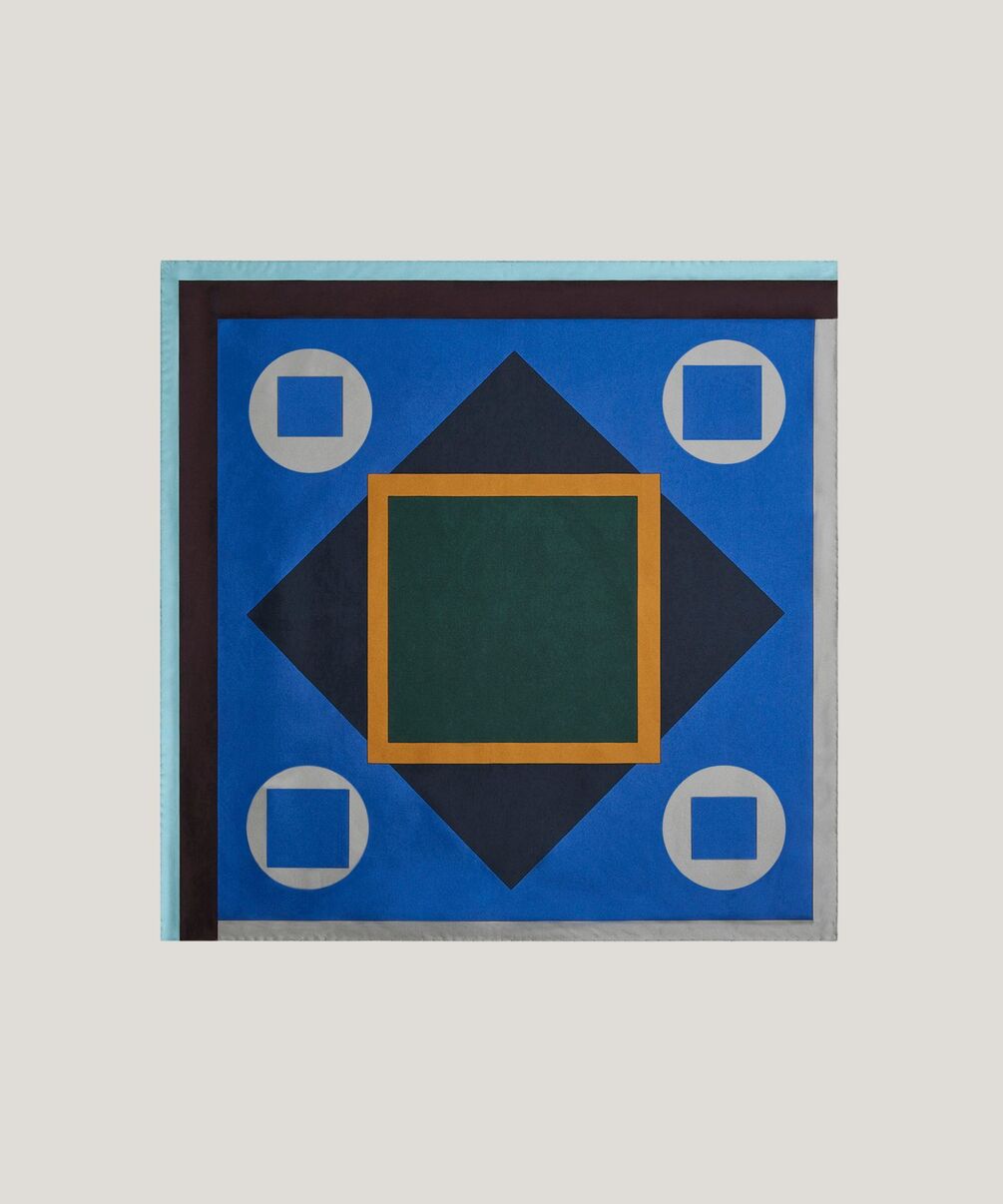 rodier Bandana en soie géométrique bleu