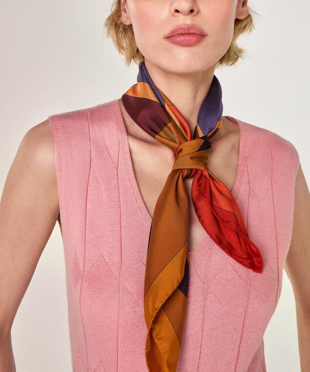 Rodier Bandana En Soie Géométrique Marron