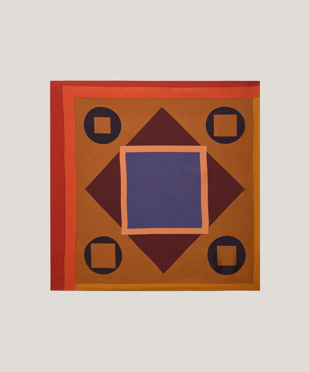 rodier Bandana en soie géométrique marron